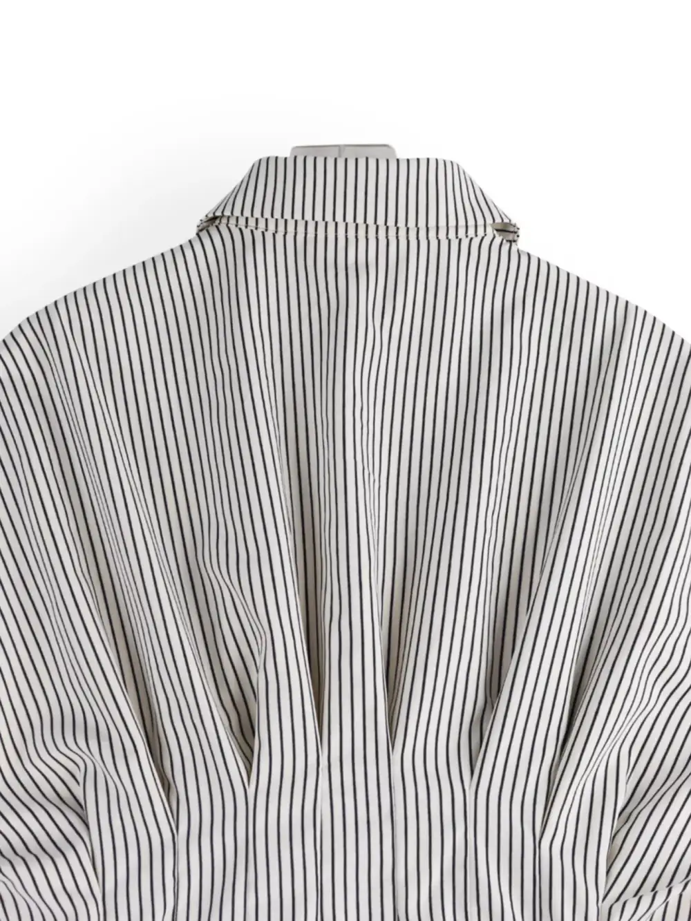 Cinched-Waist Striped Buttoned Shirt