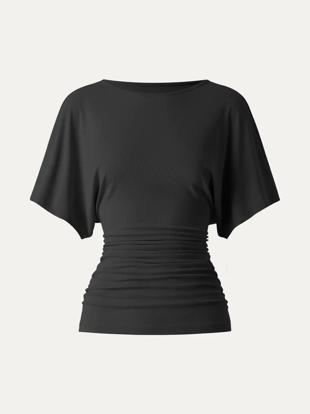 Boatneck Batwing Sleeve Side Ruched Top