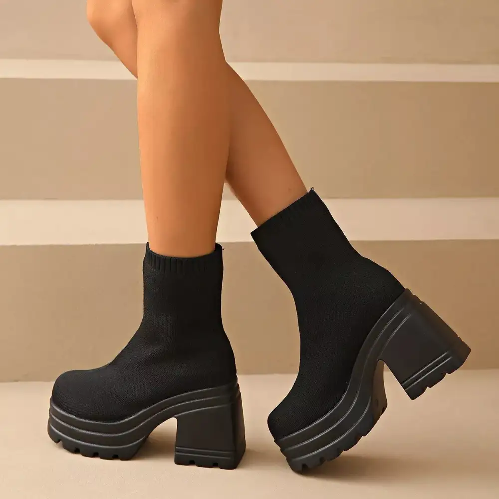 Classic Round Toe Block Heel Boots