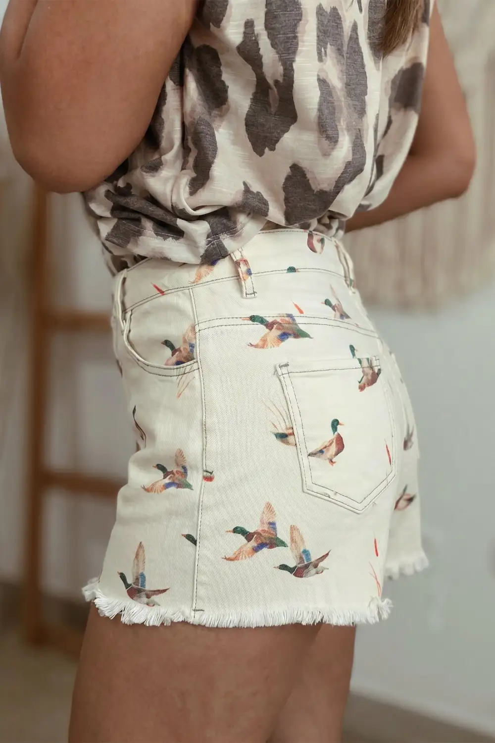 High-Waist Frayed Denim Shorts
