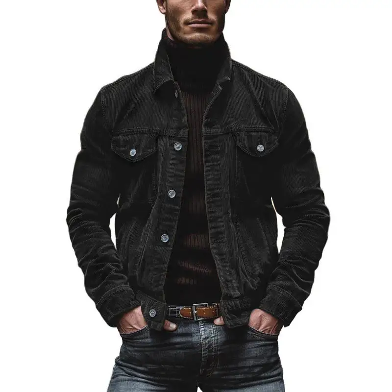 Corduroy Button Band Collar Jacket