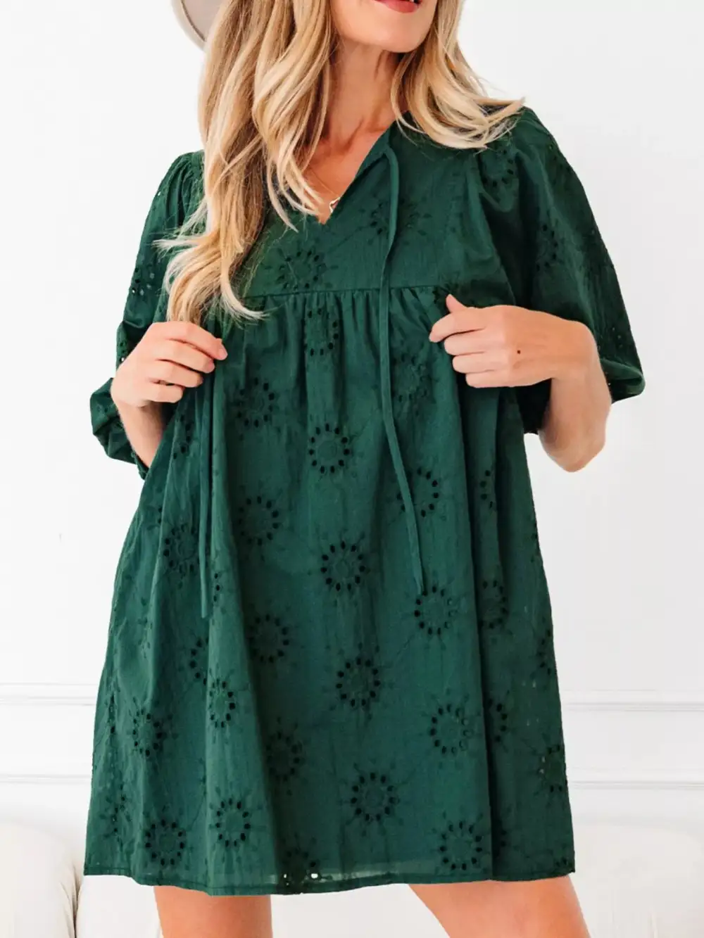 Finish Embroidered Eyelet Mini Dress