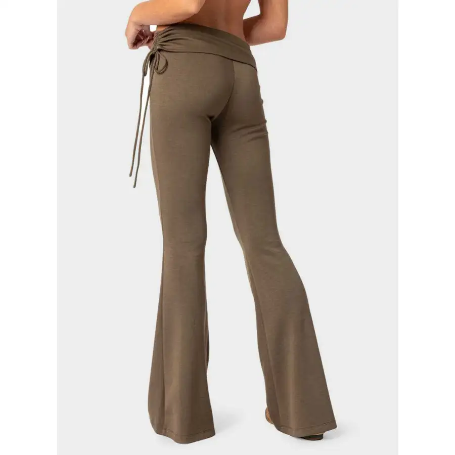 Drawstring Ruched Flare Pants