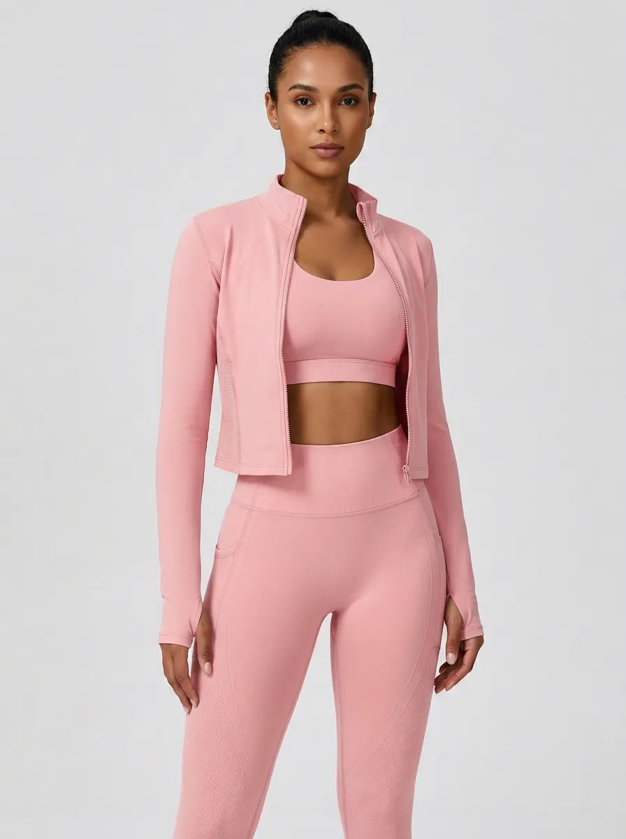 Streetwear Seamless Design Training Look Women's Three Piece Activewear Set