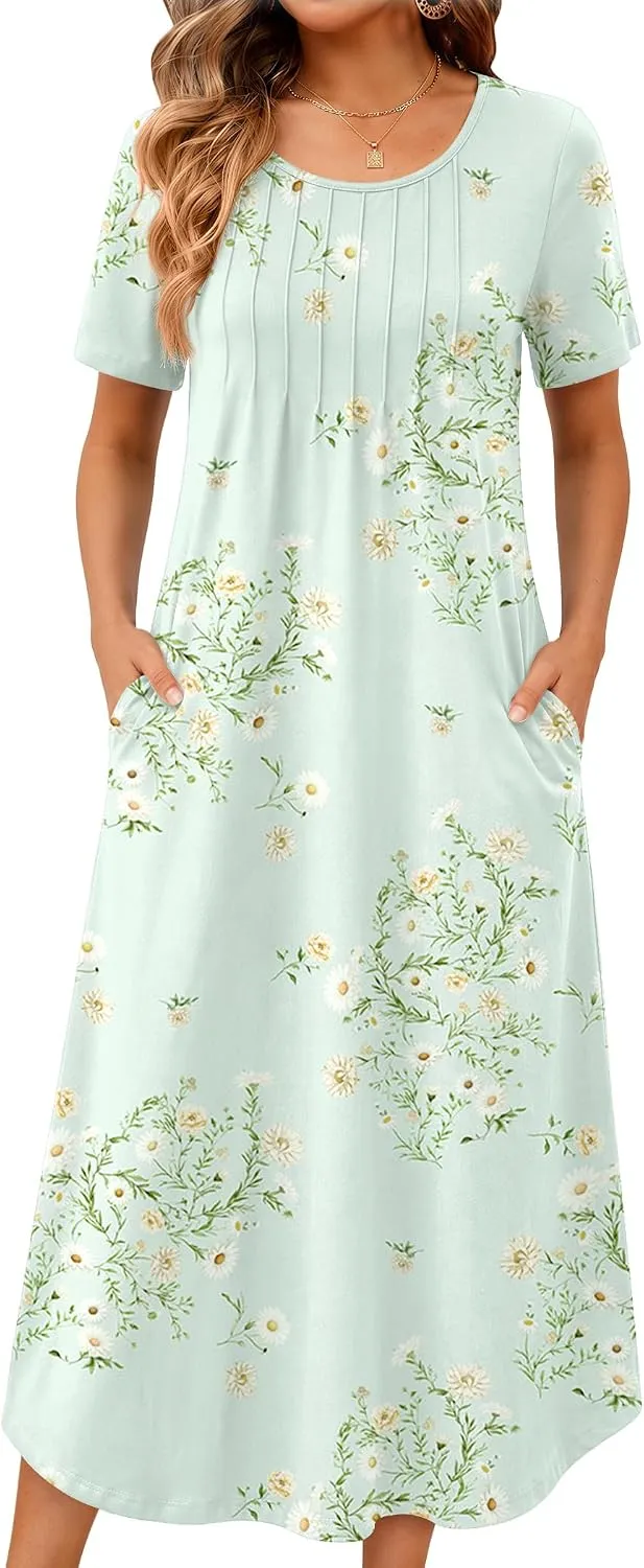 Ekouaer Cotton Nightgowns for Women Plus Size Moo Moos with Pockets
