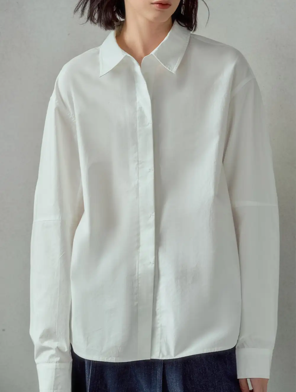 Cotton Lapel Long Sleeve Minimalist Top