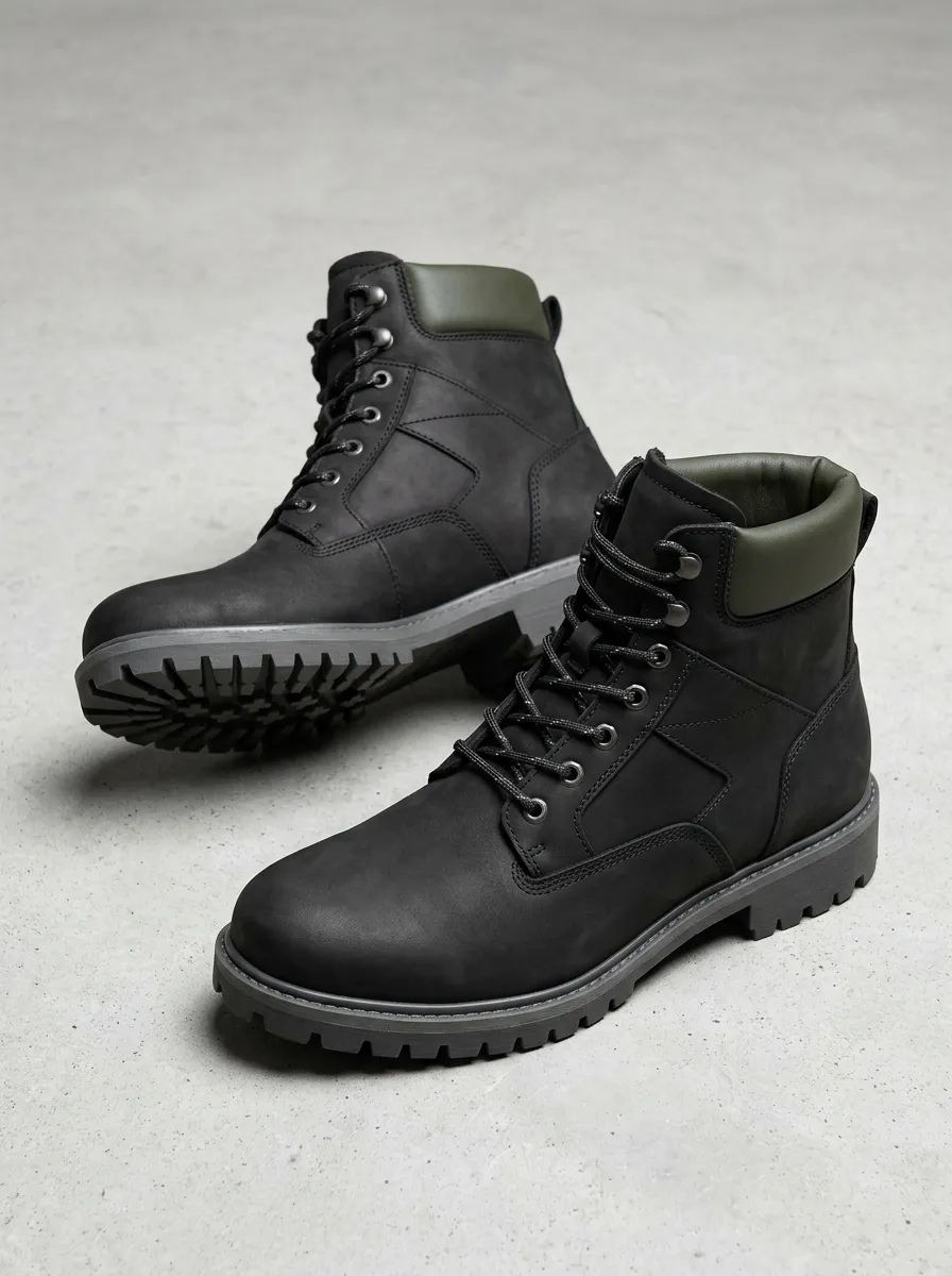 Unisex Collar Print Work Boots