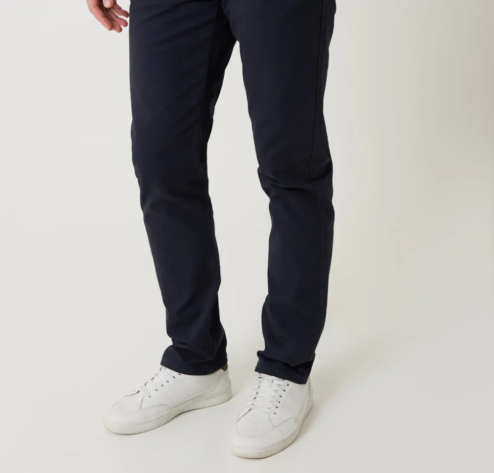 Men's Navy Cotton Blend Slim-Fit Pants
