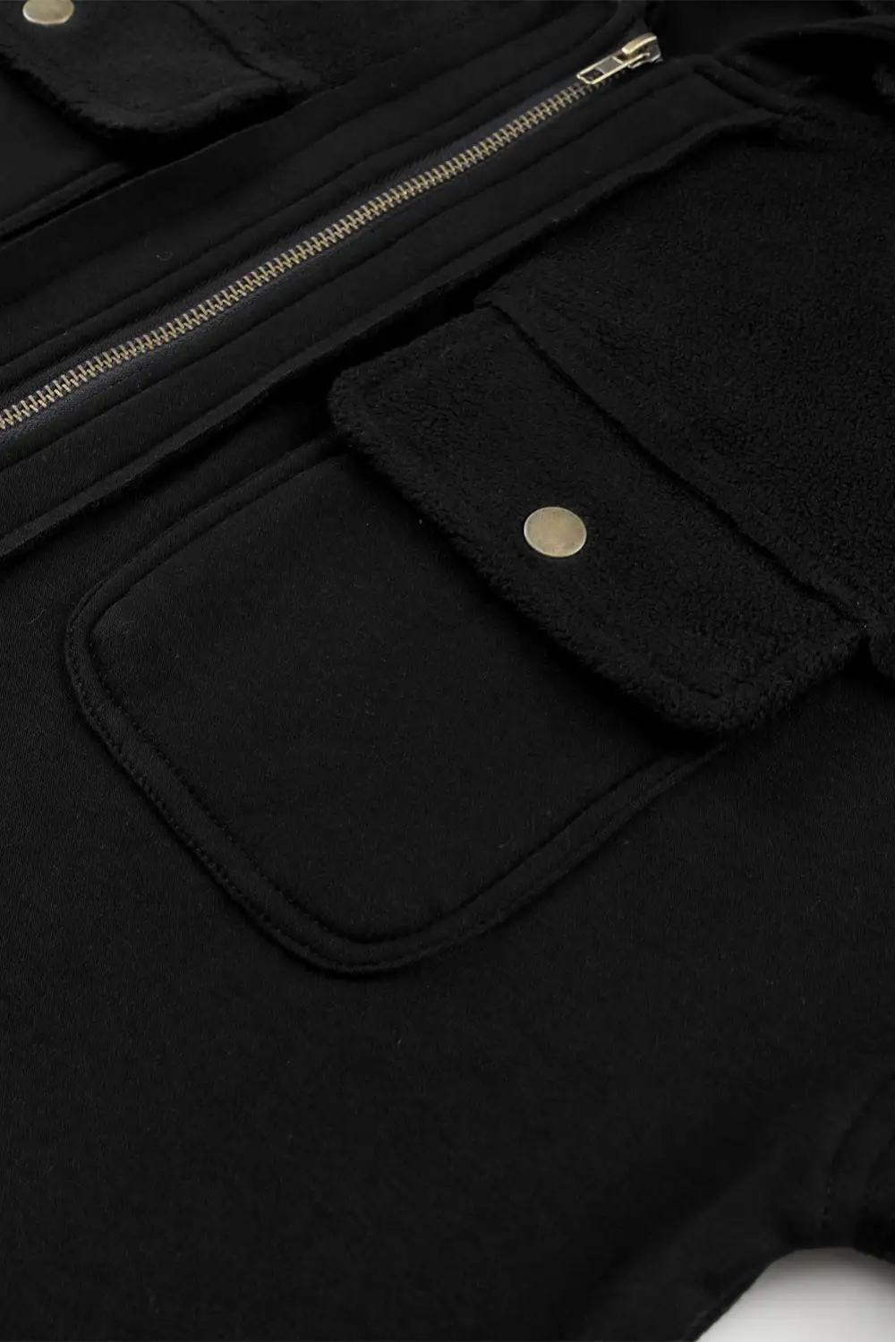 Flap Pocket Drawstring Hood Zip-Up Jacket