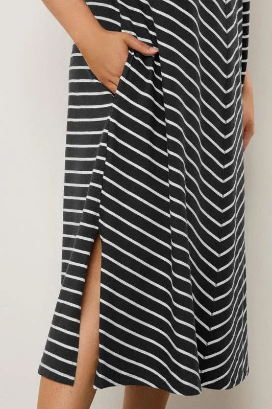 Black Stripe Premium Cotton Dress
