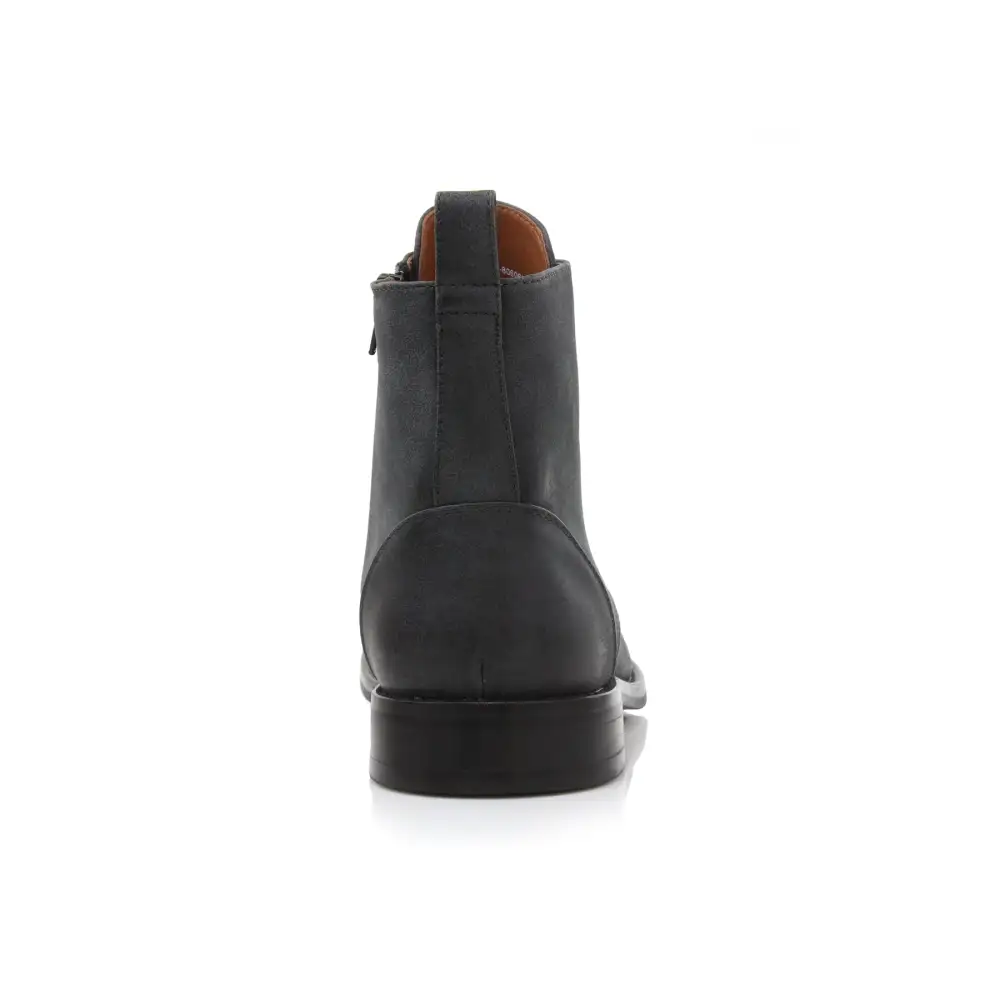 Faux-Leather Burnished Lace-Up Ankle Boots