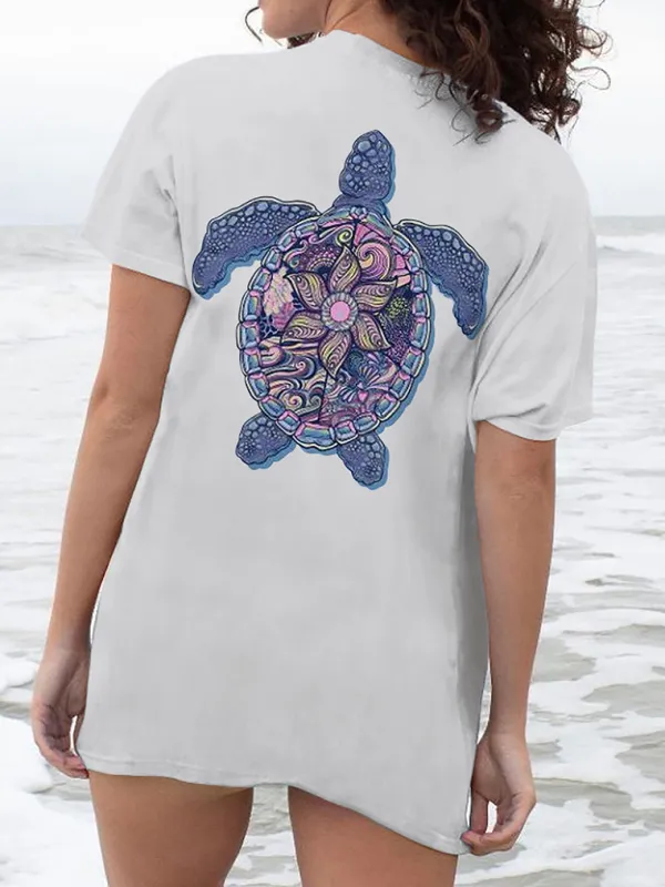 Intricate Sea Turtle Pattern Short - Sleeve Tee