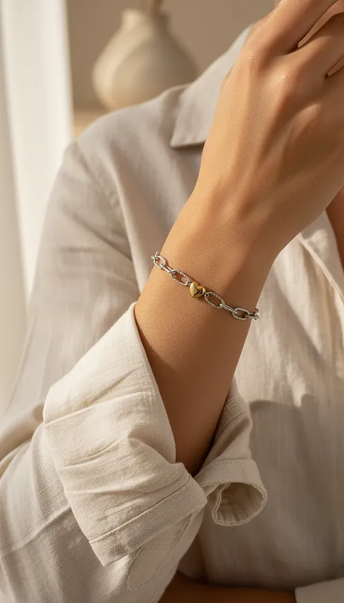 Charm Chain Heart Bracelet Set