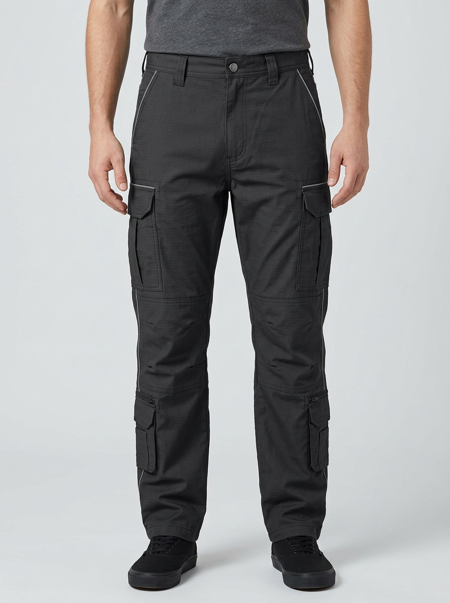 Unisex Multi-Pocket Reflective Trim Tactical Work Pants