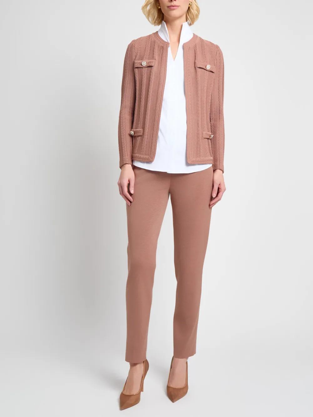Solid Color Mid Waist Pants
