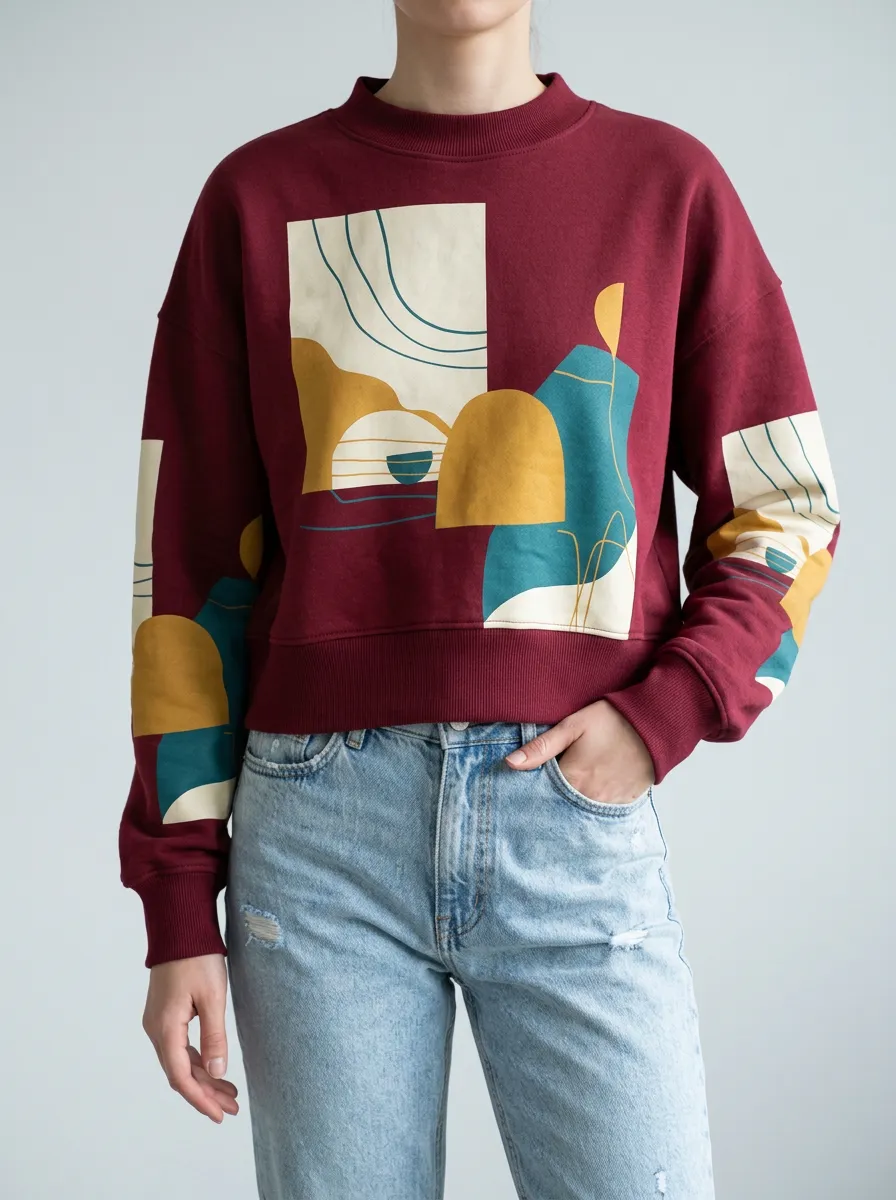 Relaxed Sweatshirt with Crewneck Detail