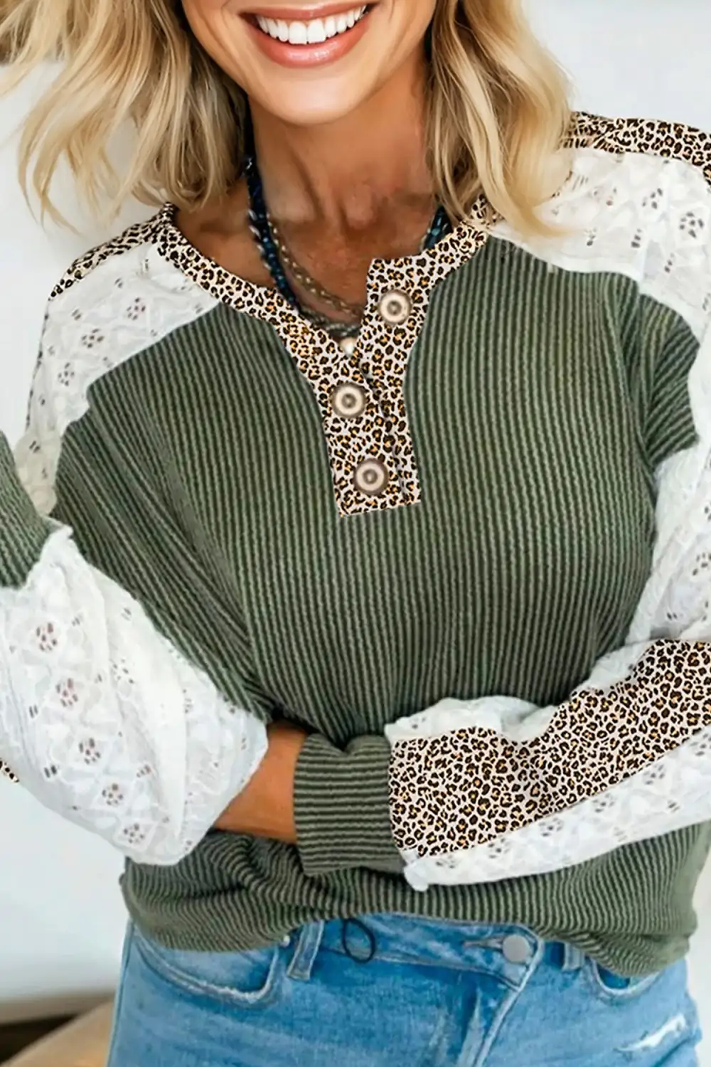 Leopard Print Twist Detail Loose Fit Viscose Blend Long Sleeve Top