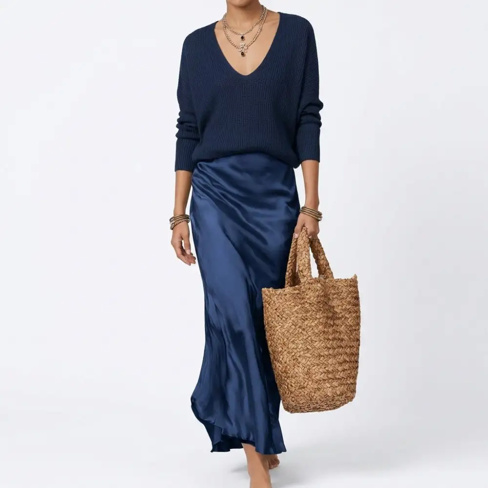 Knit Satin Two-Piece Set