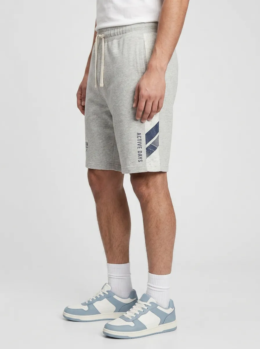 Men's Drawstring Relaxed-Fit Printed Sweat Shorts