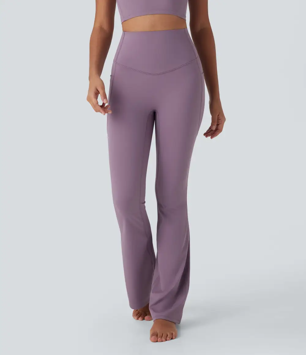 UltraSculpt Cool Quick Dry SoCinched High Waisted Tummy Control Yoga Bootcut Leggings-UPF 50+ with Pockets