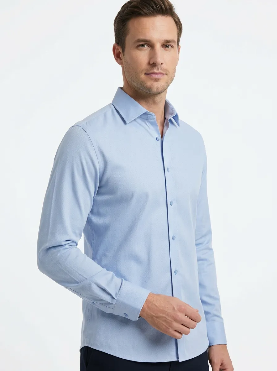 Men's Textured Long Sleeve Dress Shirt