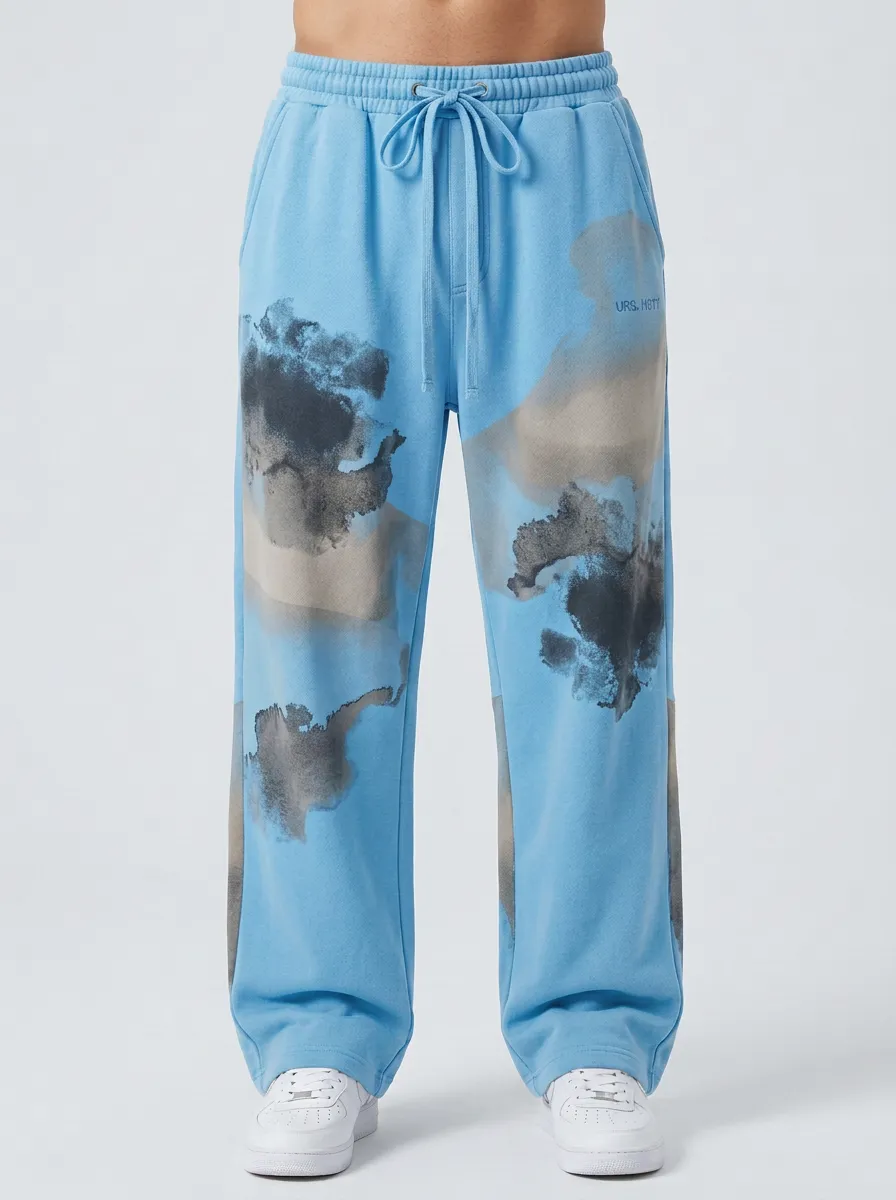 Unisex Washed Ink Abstract Sweatpants