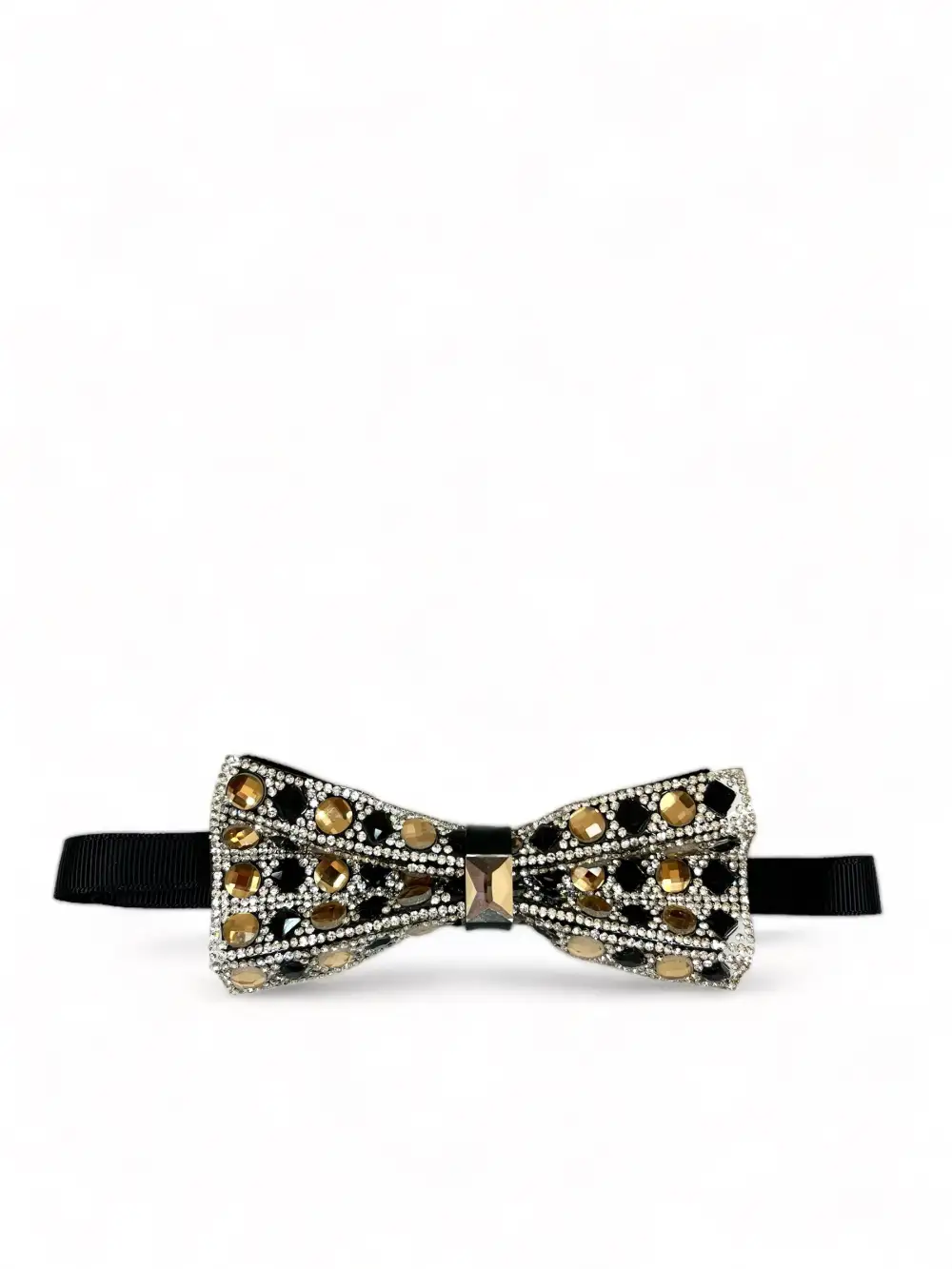 Elegant Jeweled Polyester Pre-Tied Bow Tie