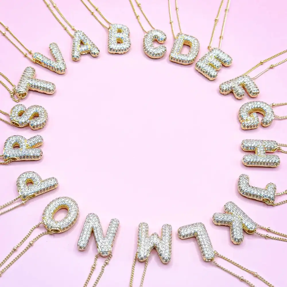Bubble T Initial Necklace
