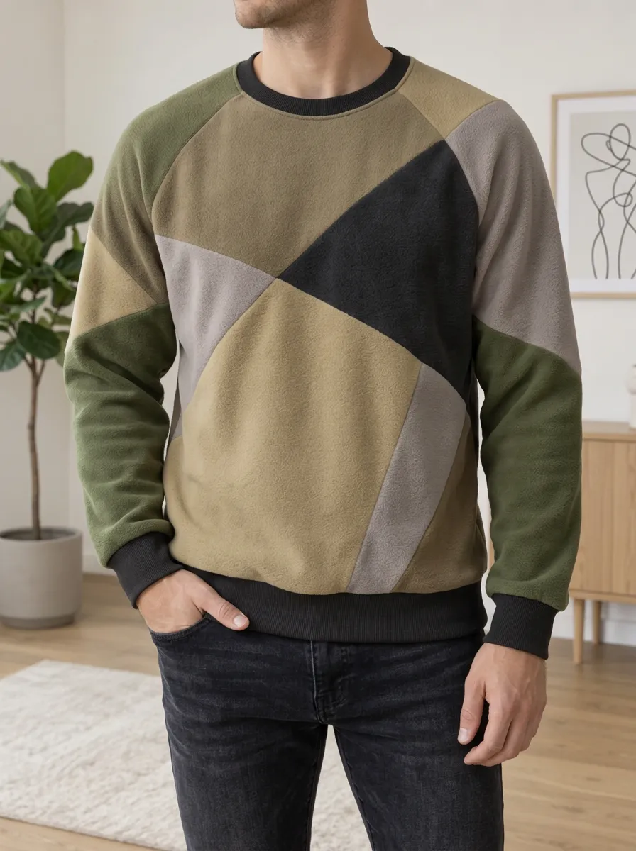 Men's Multi-Tone Geometric Panel Sweatshirt