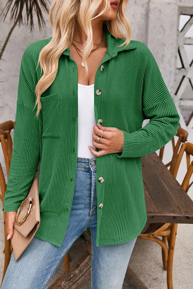 Wavy Textured Button Up Shirt