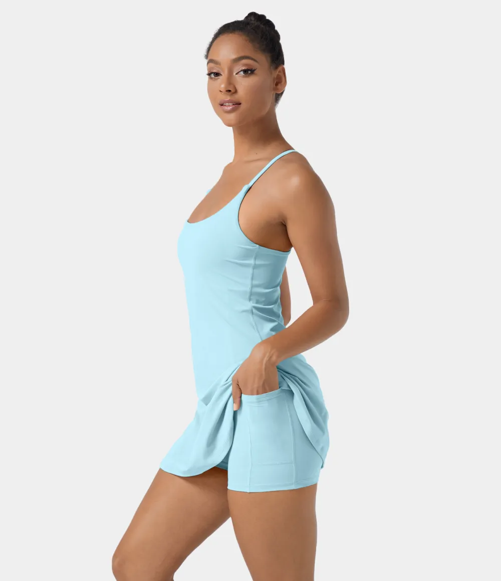 Softlyzero Airy Backless Cut Out 2-in-1 Pocket Cool Touch Mini Activity Dress