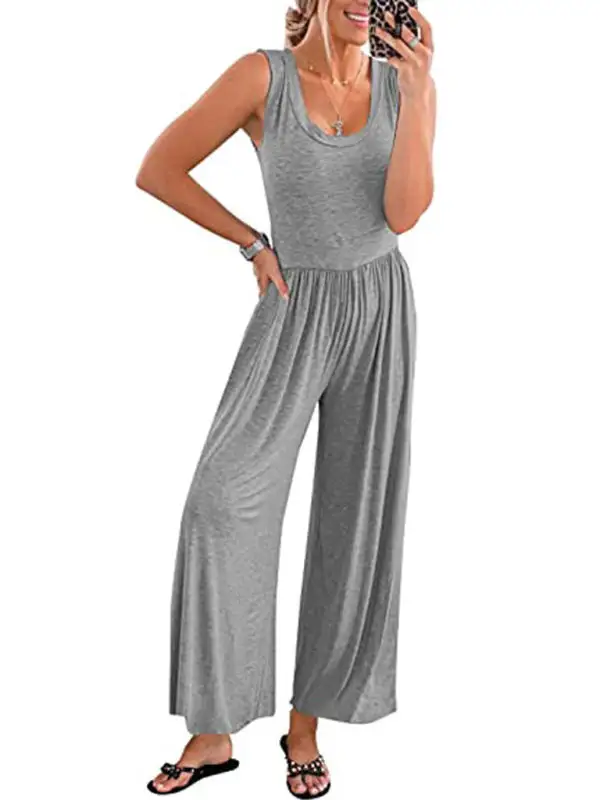 Clean Loose Sleeveless Jumpsuit