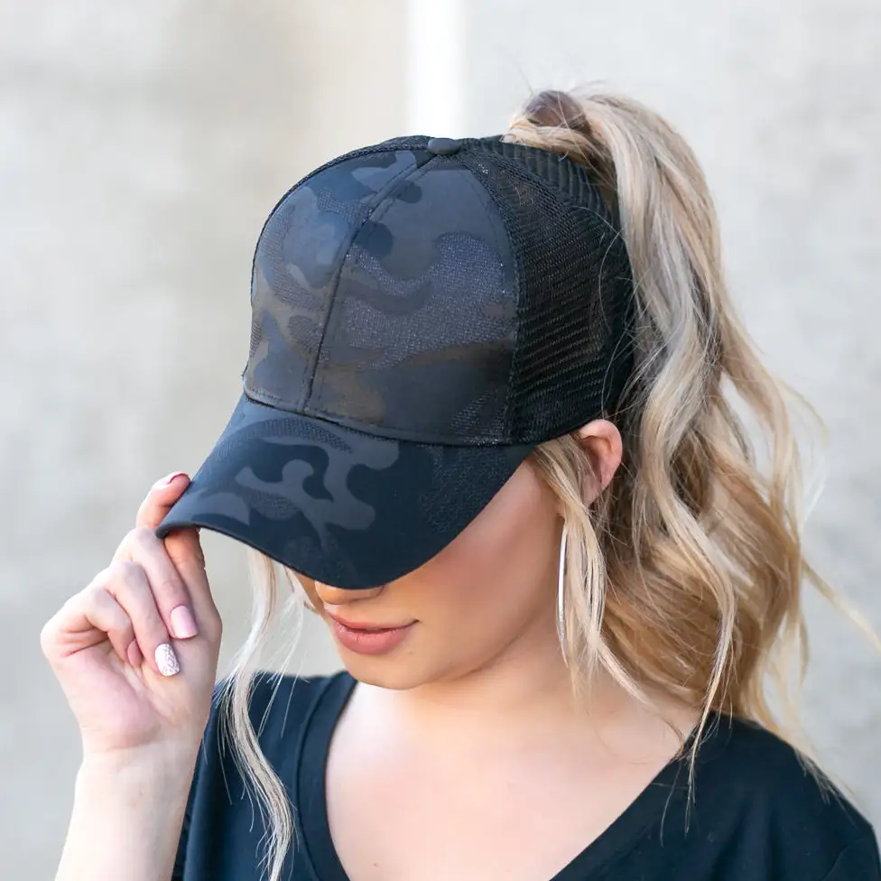 Camo Messy Bun Baseball Cap