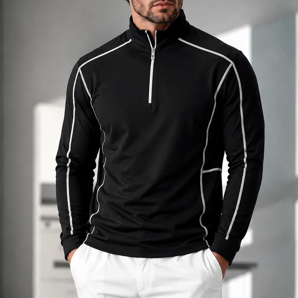 Clean Line Midweight Long Sleeve Pullover Golf Shirt