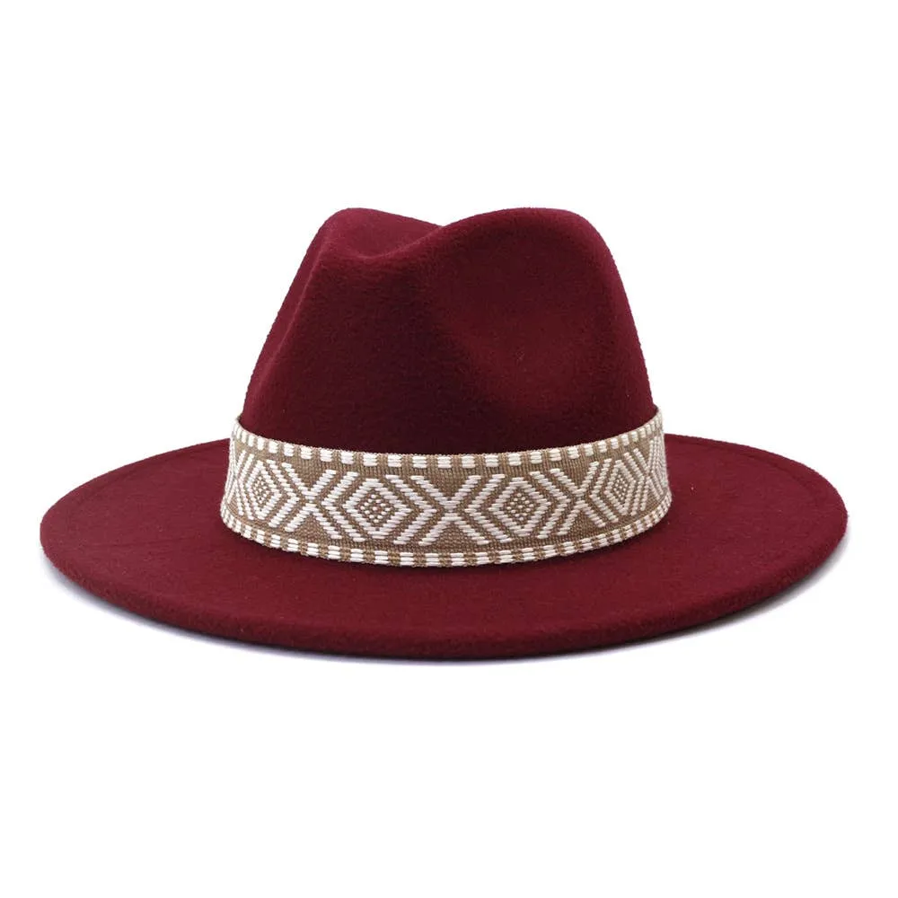 Belt Retro Flat Fedora Hat