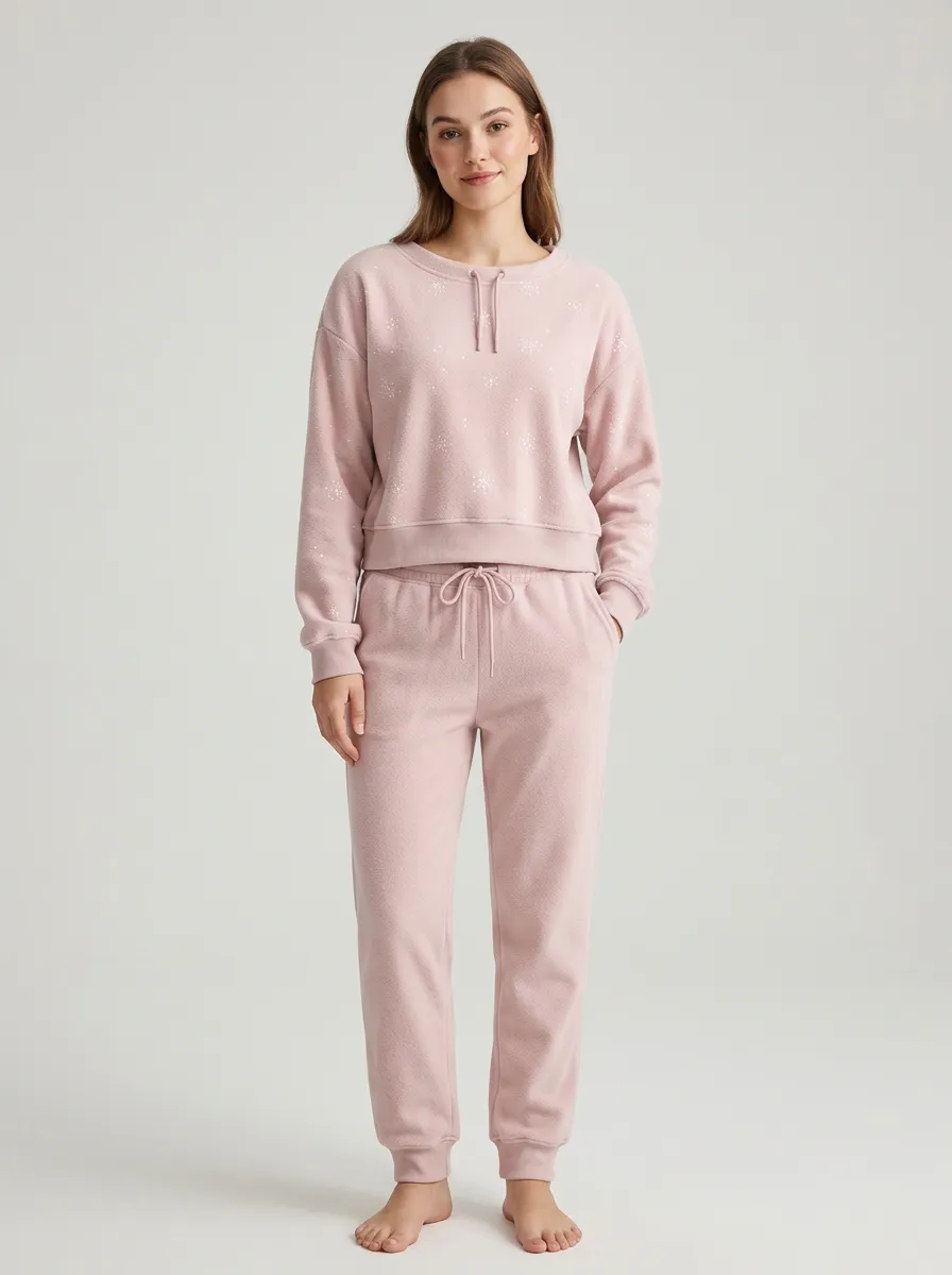 Everyday Snowflake Fleece Finish Women's Fleece Lounge Set