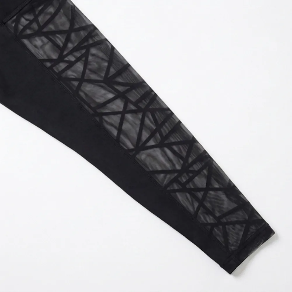 High Waist Mesh Leggings with Hidden Pocket