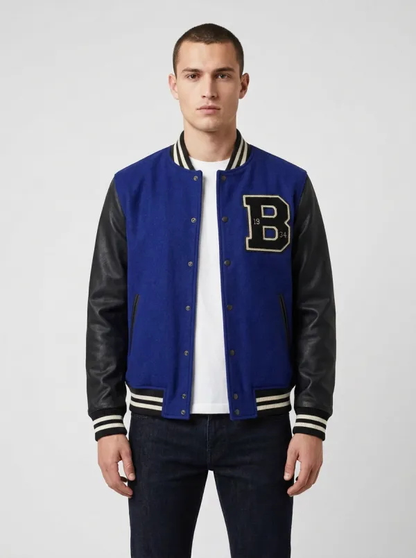 Men's Letter B 1934 Patch Wool Baseball Jacket