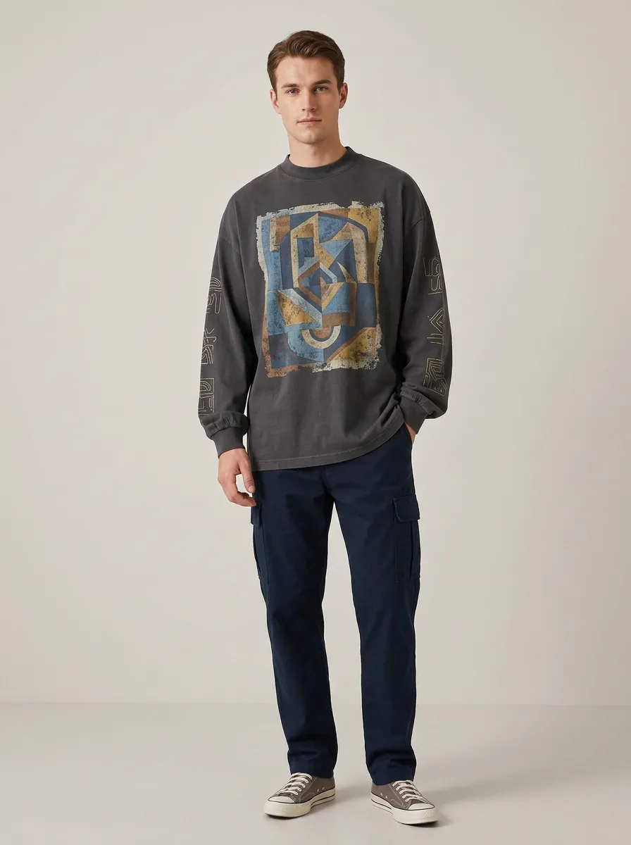 Men's Casual Look Layering Essential Long Sleeve Top