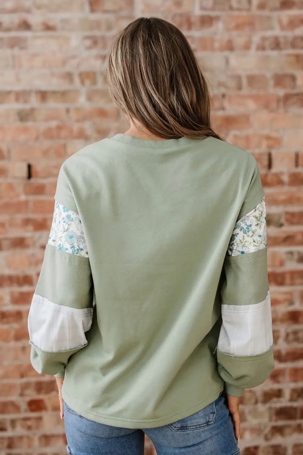 Women's Plaid Floral Print Terry Top