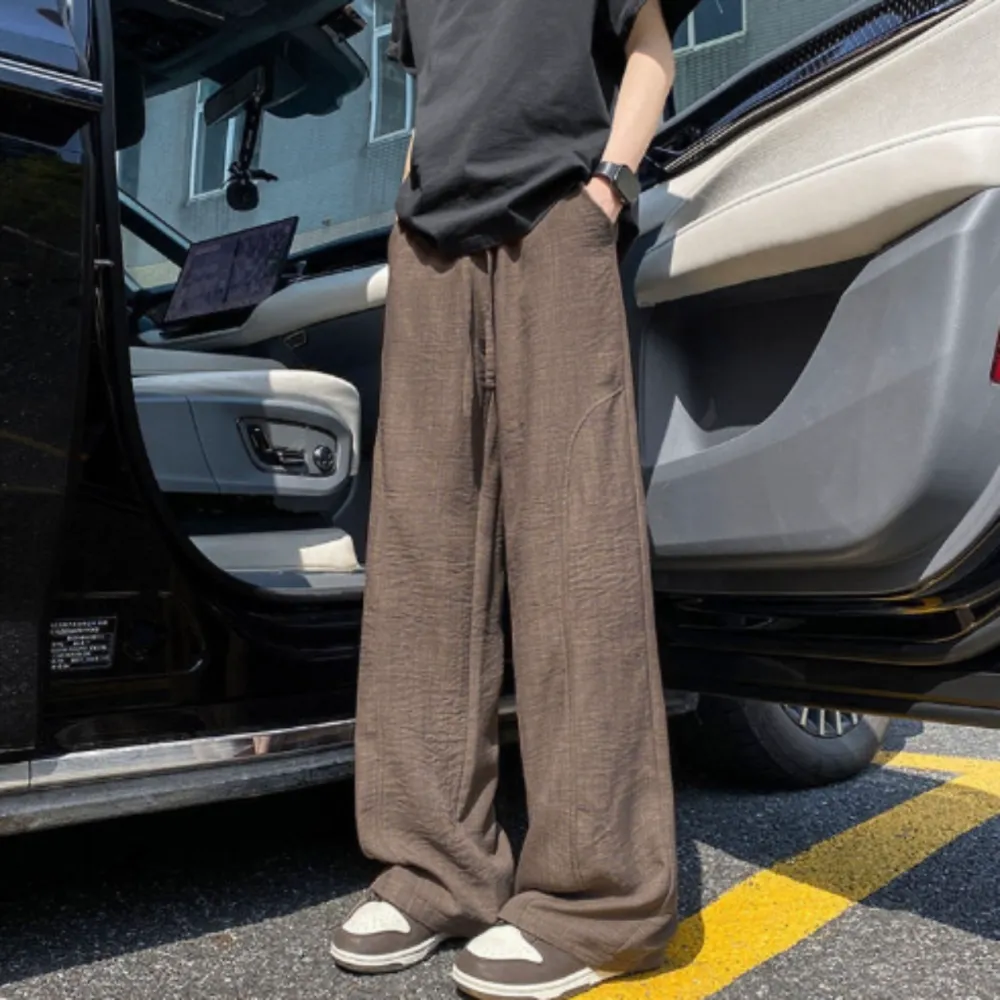 Cotton-Linen Relaxed Straight-Leg Pants