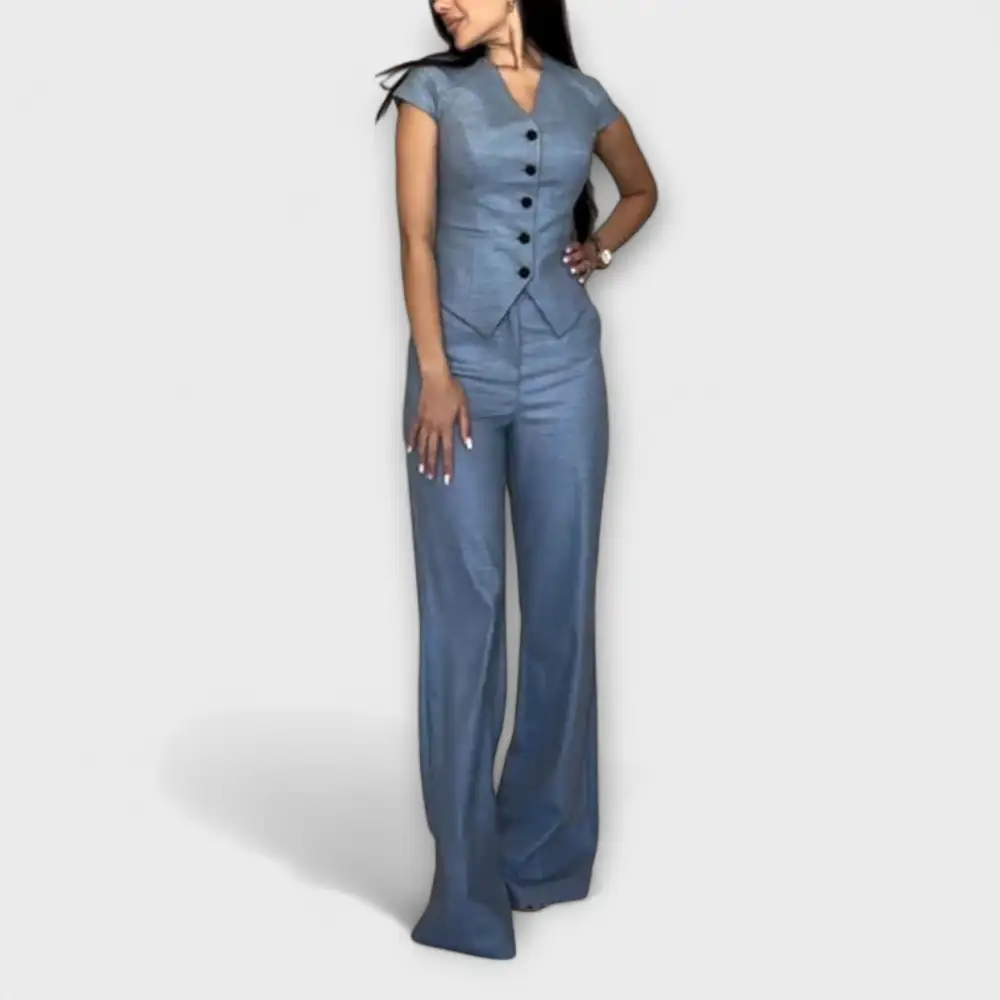 V-Neck Trouser Floral Matching Set