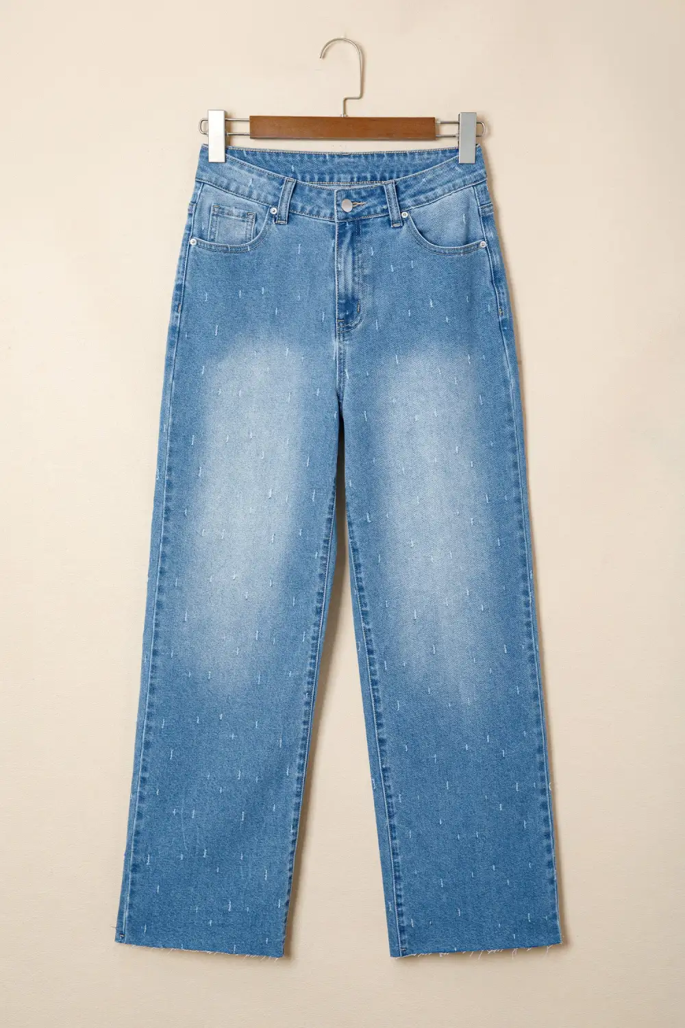 Women's Distressed Detail Tummy Control Raw Hem Jeans