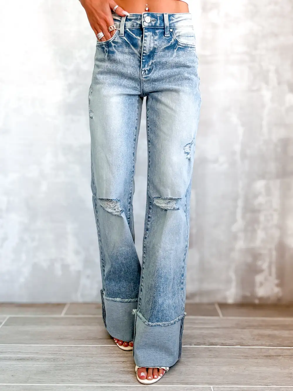 Modern Flared Cuffed Jeans