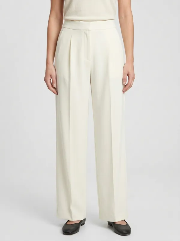 Modern Detail Pleated Wide-Leg Trousers