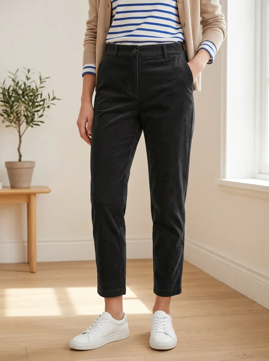 Women's Tapered Mid-Rise Corduroy Pants