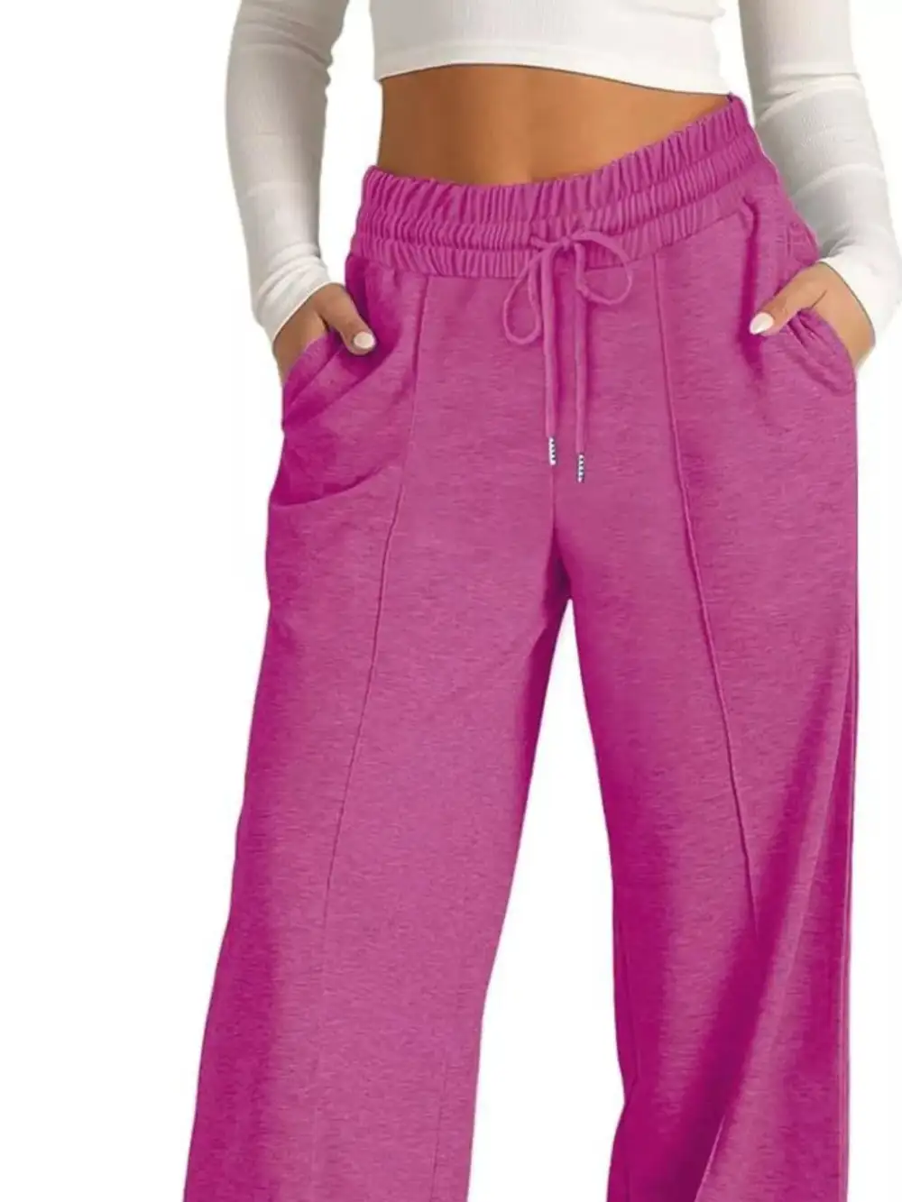 Wide Leg Drawstring Relaxed Fit Pocketed Pants