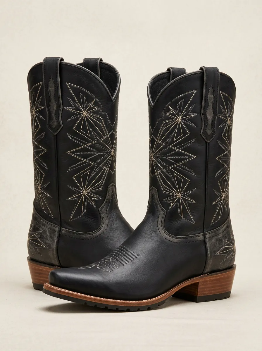 Unisex Western Star Embroidered Cowboy Boots