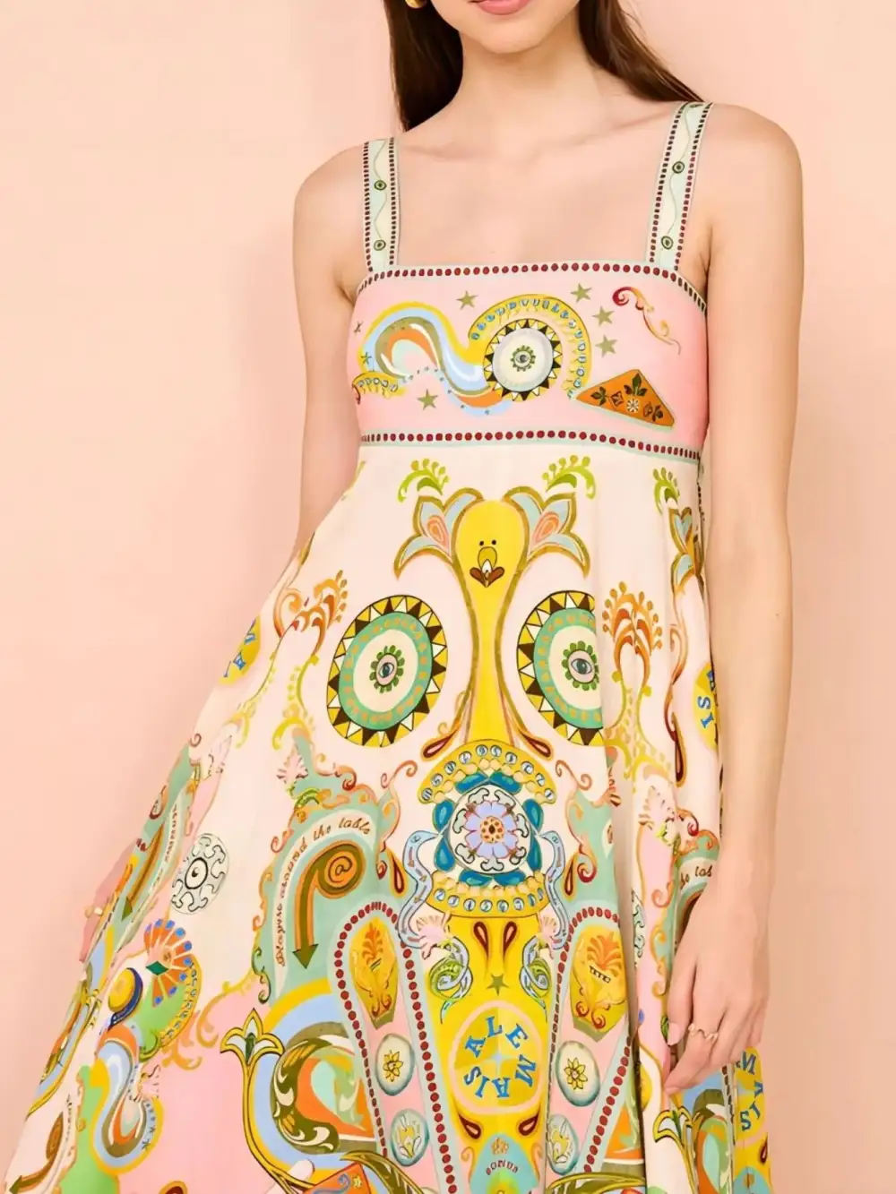 Paisley Printed Square Neck Dress