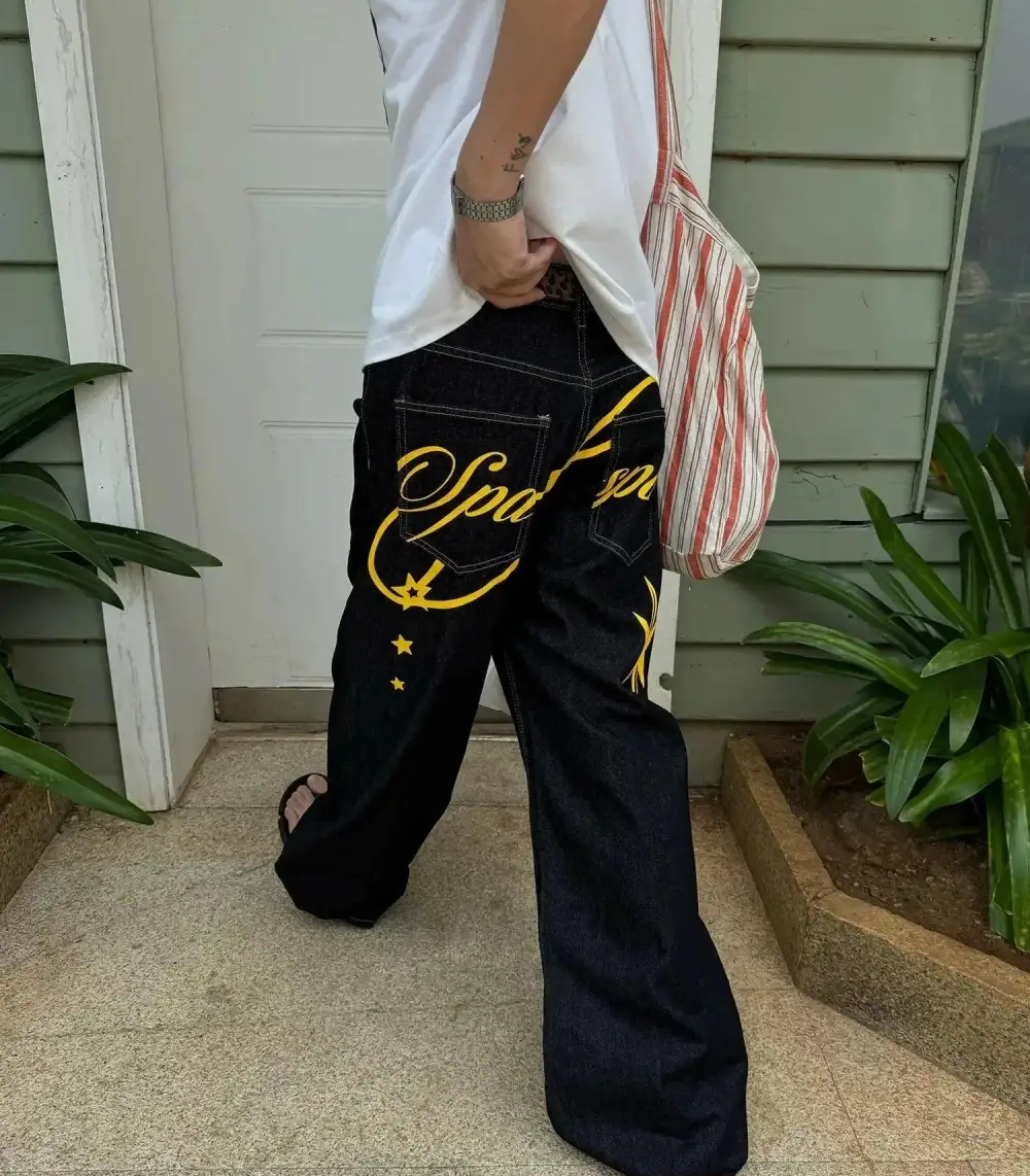 Distressed Printed Loose Fit Jeans